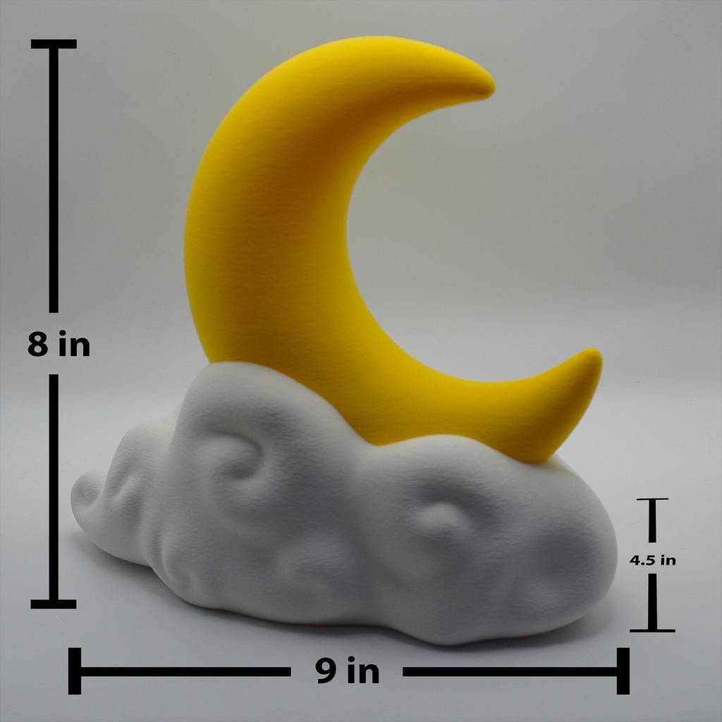 Crescent Moon On Cloud Sculptural LED Lamp, Dual-Tone Ambient Bedside Lighting With Customizable Illumination Shades